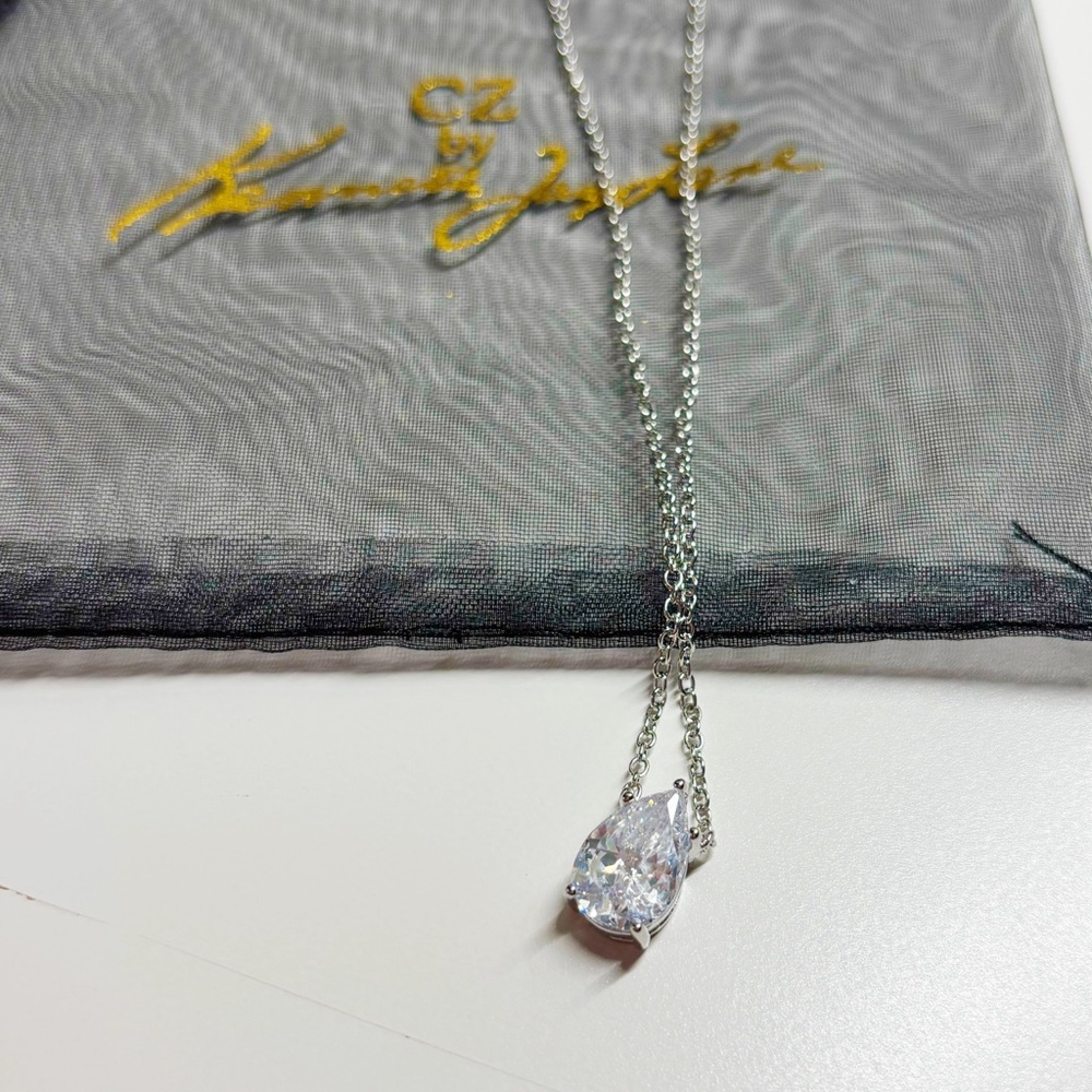 CZ by Kenneth Jay Lane Pear Drop Solitaire Necklace